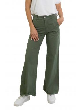 Pantalone chino in cotone con elastico dietro leggero palazzo